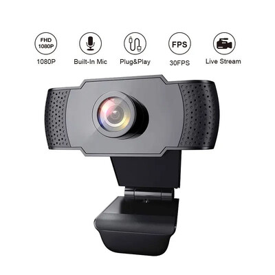 Jauna 1080P tīmekļa kamera Full HD tīmekļa kamera ar LED uzpildes gaismas mikrofonu USB spraudņa tīmekļa kamera personālajam datoram Mac klēpjdatora galddatora kamera