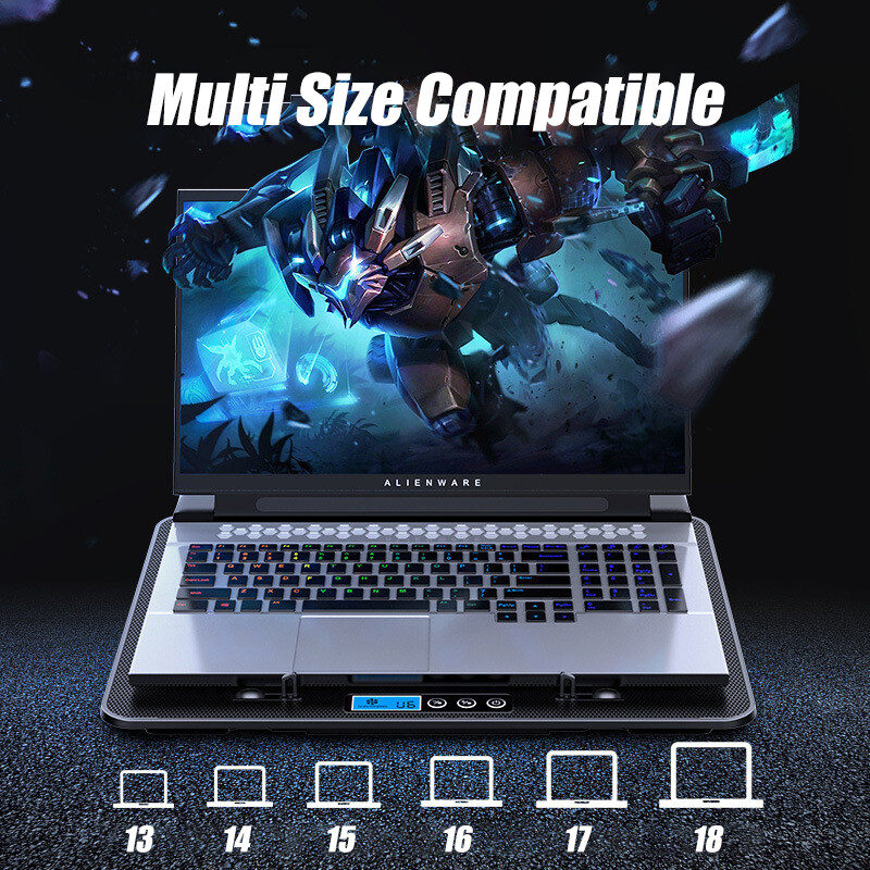 COOLCOLD A9 Gaming RGB Laptop Cooler 2 θύρες USB 6 Fan Gaming Led Light Cooler Notebook for 13-18 Inch Stand for Laptop Macbook