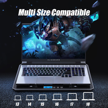 A9 Gaming RGB охладител за лаптоп 6 вентилатора за игри Led Light Notebook COOLCOLD охладител за 13-18 инча стойка за лаптоп Macbook 2023