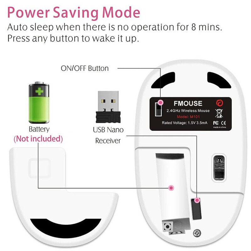 Χαριτωμένο M101 Ergonomics Wireless Mouse 2.4G Optical Cartoon Computer Silent Mouse with USB Receiver for Macbook Laptop Kid Girl Gid