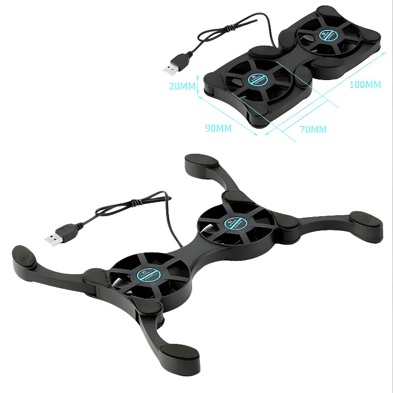 Sulankstomas radiatorius nešiojamojo kompiuterio aušinimo padėklas Kompiuterio priedai USB mini nešiojamasis nešiojamasis dviejų ventiliatorių stovas