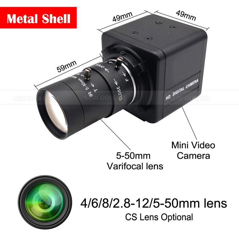 2K 4MP USB webkamera PC kamera 30fps 2560x1440 MJPG vysokorýchlostná UVC BOX kamera varifokálny zoom 2,8-12 mm/5-50 mm alebo pevný objektív 4 mm 6 mm