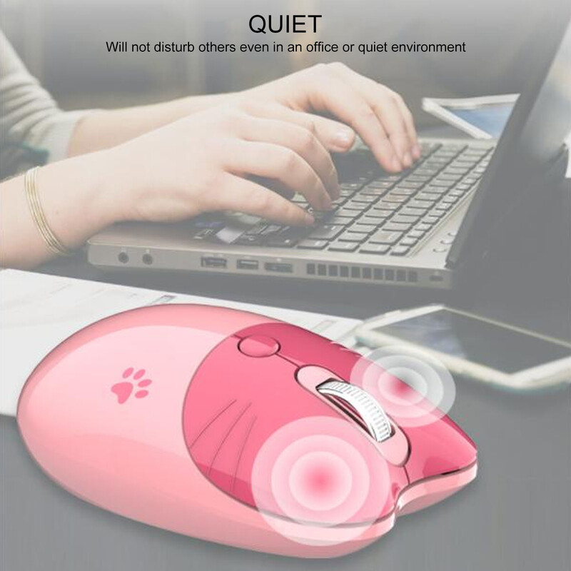 Bezdrôtová myš 2.4G Cat s stlmením zvuku, USB prijímač, roztomilá prenosná myš s 3 úrovňami DPI pre notebook M3, bezdrôtová myš 2.4G, roztomilá myš
