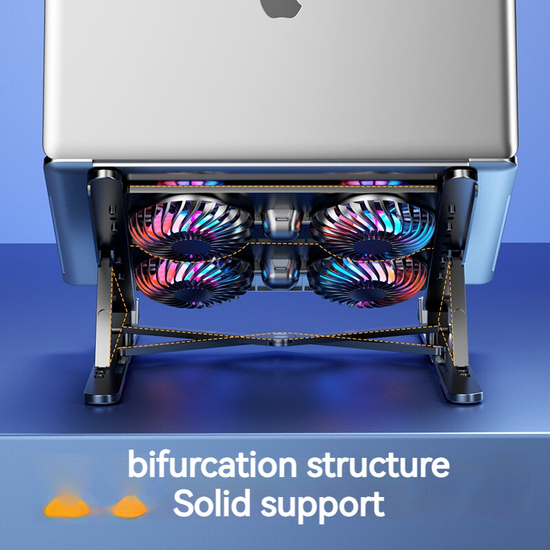Chladič na notebook, skladací chladiaci podstavec, prenosná a nastaviteľná podložka pre notebooky s uhlopriečkou 11 palcov s 2/4 ventilátormi