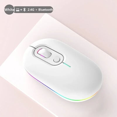 2,4G vezeték nélküli egér RGB újratölthető Bluetooth egerek vezeték nélküli számítógép Mause LED háttérvilágítású, ergonomikus játékegér laptophoz