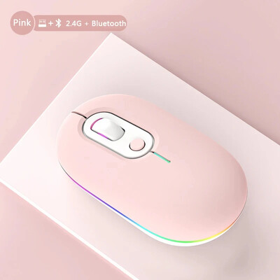 2,4G vezeték nélküli egér RGB újratölthető Bluetooth egerek vezeték nélküli számítógép Mause LED háttérvilágítású, ergonomikus játékegér laptophoz