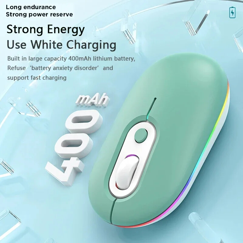 2,4G vezeték nélküli egér RGB újratölthető Bluetooth egerek vezeték nélküli számítógép Mause LED háttérvilágítású, ergonomikus játékegér laptophoz