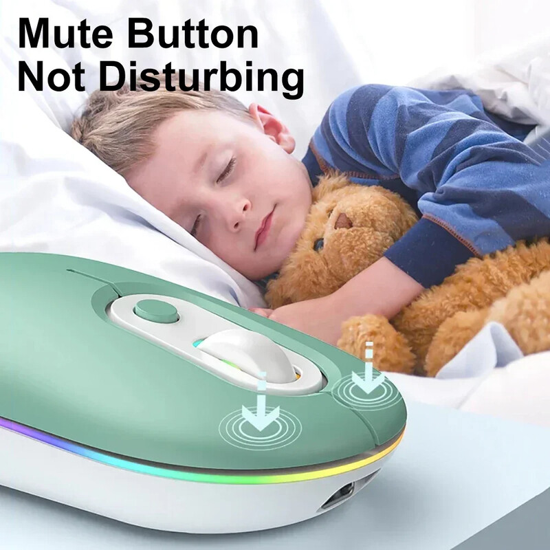 2,4G vezeték nélküli egér RGB újratölthető Bluetooth egerek vezeték nélküli számítógép Mause LED háttérvilágítású, ergonomikus játékegér laptophoz