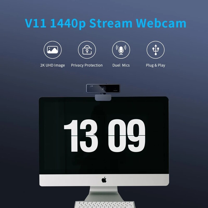NUROUM V11 webkamera 1080p 60fps mini webes számítógépes kamera webkamera PC-hez kettős mikrofonnal 1440p 30fps FHD 2K USB videokamerával