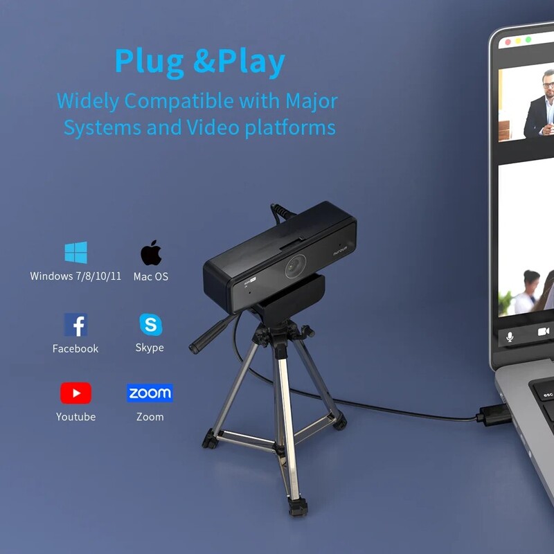 NUROUM V11 webkamera 1080p 60fps mini webes számítógépes kamera webkamera PC-hez kettős mikrofonnal 1440p 30fps FHD 2K USB videokamerával