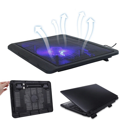 N19 nešiojamojo kompiuterio aušinimo pagrindas 10/12/14 colių universalus didelio ventiliatoriaus radiatoriaus šviečiantis aušinimo padėklas, skirtas MacBook nešiojamojo kompiuterio priedui