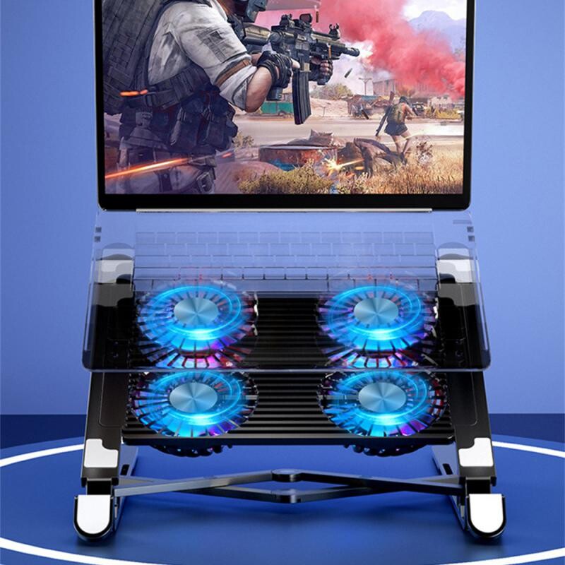 RYRA Αθόρυβη ρυθμιζόμενη βάση ψυγείου φορητού υπολογιστή Αναδιπλούμενη βάση ψύξης φορητού υπολογιστή Βάση φορητού υπολογιστή με 2/4 ανεμιστήρες ψύξης 