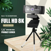 8K 4K 1K Full HD žiniatinklio kamera su mikrofonu USB kištuku Interneto kamera, skirta asmeniniam kompiuteriui nešiojamam kompiuteriui YouTube Skype Whatsapp vaizdo mini kamera 4K
