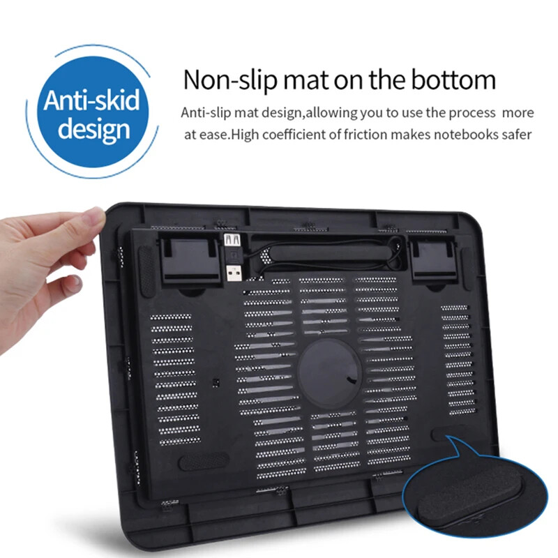 Βάση ψύξης φορητού υπολογιστή N19 για 10/12/14 ιντσών Αντιολισθητική βάση φορητού υπολογιστή με μεγάλο ανεμιστήρα, καλοριφέρ, φωτεινή βάση ψύξης