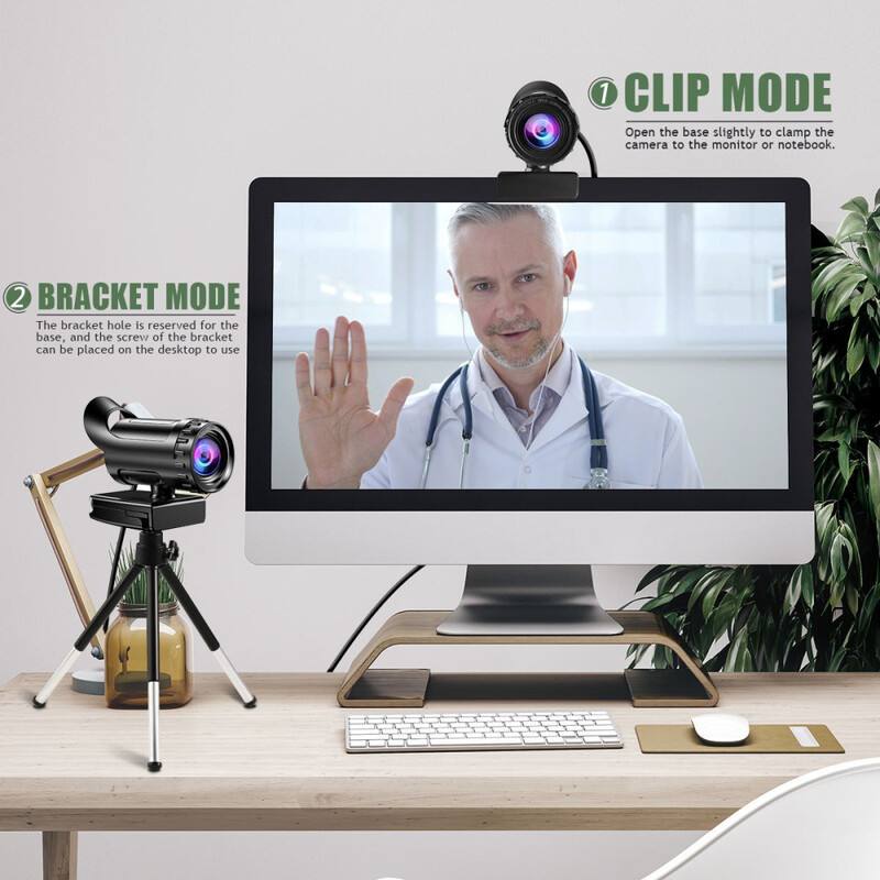 Bezdrôtová mini kamera s mikrofónom, voľný disk, 1600x1200, čierna, pre živé videokonferencie, počítačová webkamera, automatické zaostrovanie, webkamera ABS