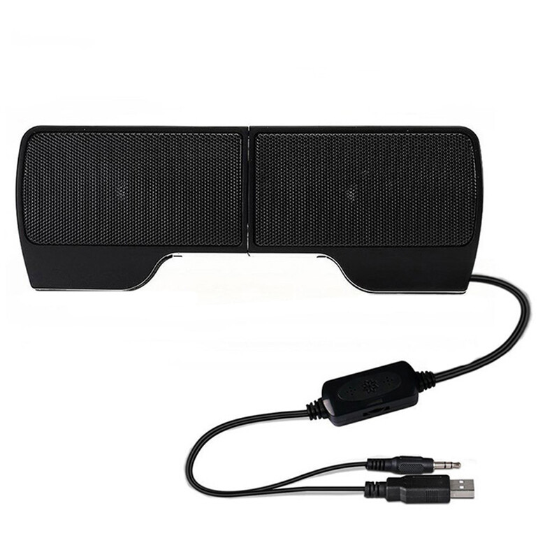 Prijenosni mini USB stereo zvučnik Prijenosno računalo Prijenosno računalo PC Zaslon Glazbeni svirač na kopču Crni
