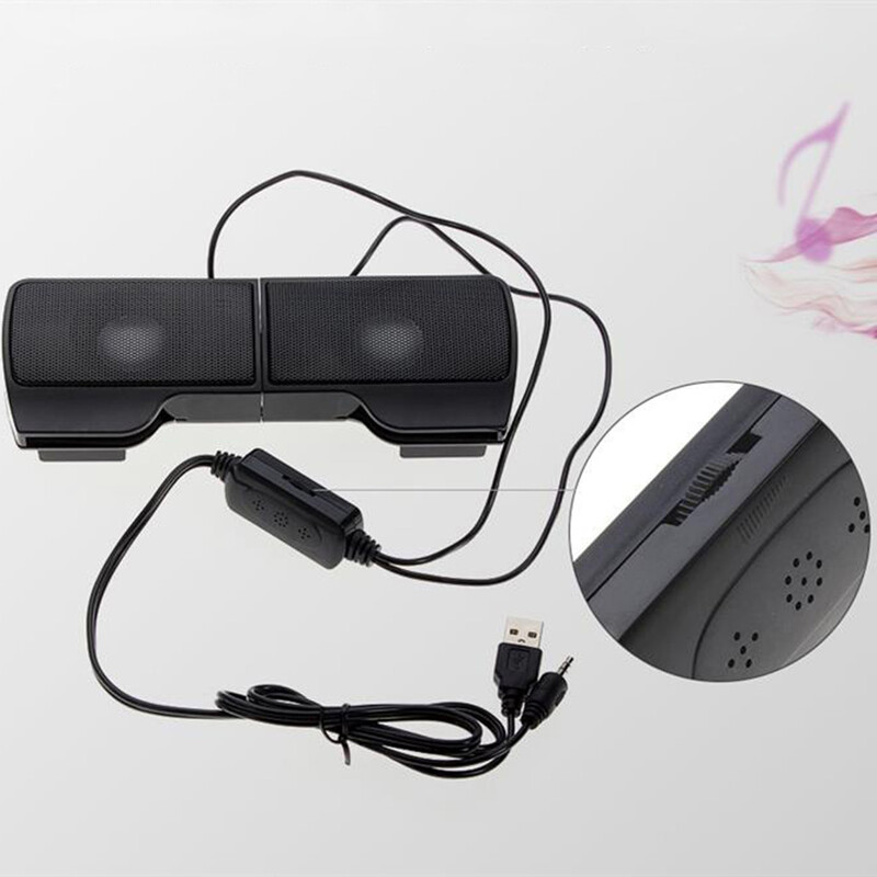 Prijenosni mini USB stereo zvučnik Prijenosno računalo Prijenosno računalo PC Zaslon Glazbeni svirač na kopču Crni
