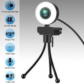 Cameră web HD 4K/2K/1080P cu microfon Cameră web LED cu focalizare automată Camere cu 3 niveluri de lumină pentru computer, computer, camere web cu înregistrare video
