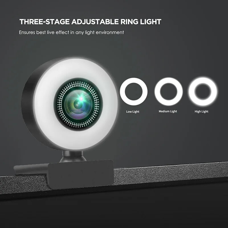 Cameră web HD 4K/2K/1080P cu microfon Cameră web LED cu focalizare automată Camere cu 3 niveluri de lumină pentru computer, computer, camere web cu înregistrare video