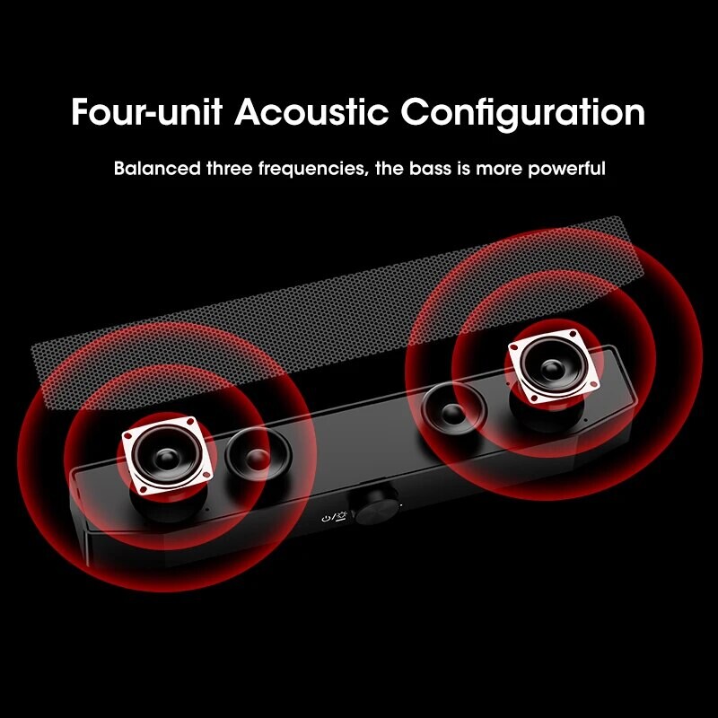 Bară de sunet pentru PC Difuzor Bluetooth cu fir și fără fir Bară de sunet alimentată prin USB pentru TV PC Laptop Gaming Home Theatre Sistem audio surround