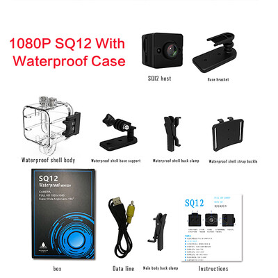 SQ12 HD auto domáca CMOS senzor mini kamera mikro kamera vodotesná MINI videokamera malá kamera DVR mini videokamera PK SQ10 SQ11