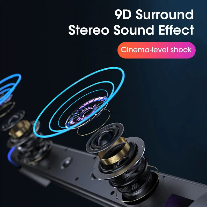 4D Bluetooth počítačový reproduktor Stereo zvukový panel Reproduktory pre PC prenosný počítač stĺpcový hudobný prehrávač Káblový reproduktor Subwoofer