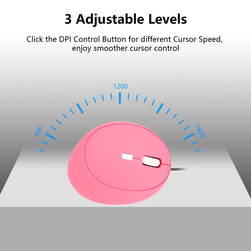 Ergonomiska vertikāla vadu pele, 4 pogas 800/1200/1600 DPI USB datorpele Gamer Biroja peles Plaukstas locītavas Healthy Mause klēpjdatoram