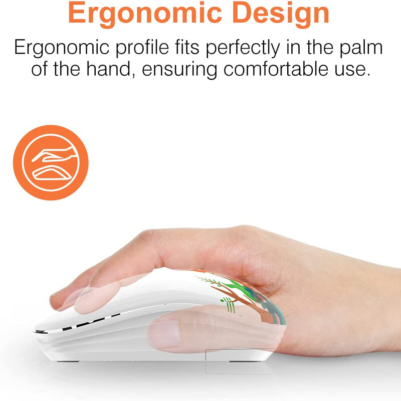 Vezeték nélküli rajzfilm optikai egér aranyos csendes egerek, kettős módú Bluetooth 5.0 és 2.4G vezeték nélküli 1200 DPI laptop notebook PC számítógéphez