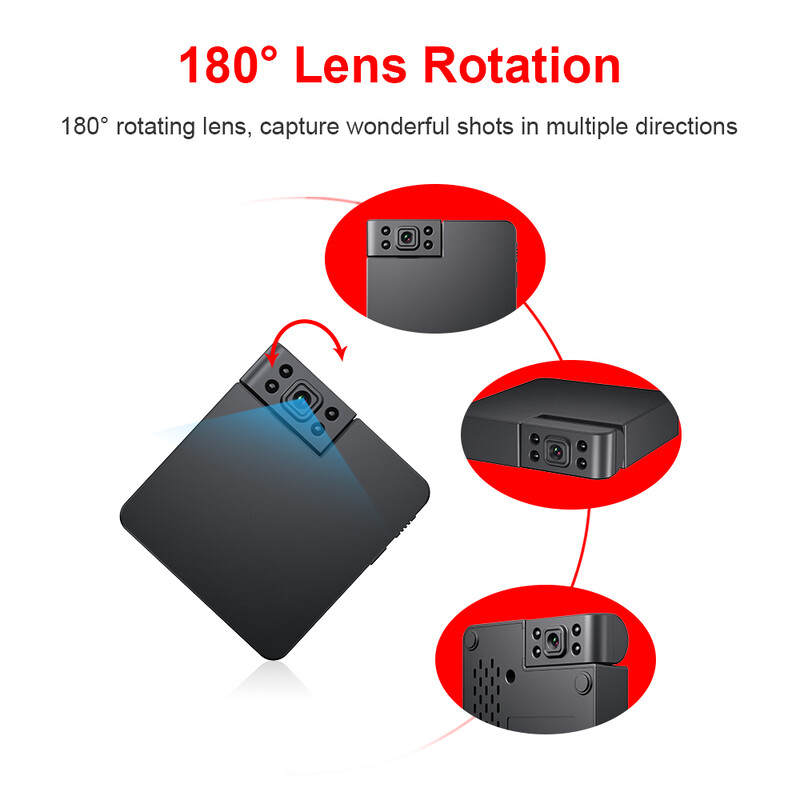 Mini cameră wifi mică, cameră cu baterie de 1200 mAh cu viziune nocturnă în infraroșu HD cu microfon încorporat cu detectare a mișcării