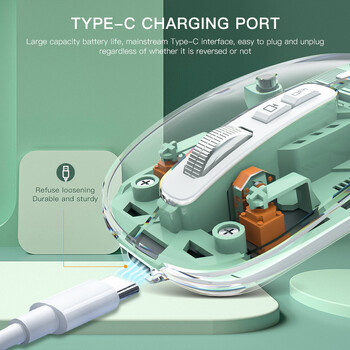 Безжична Bluetooth прозрачна мишка 2.4G/BT1/BT2 2400DPI Регулируема акумулаторна батерия Дисплейни мишки за ipad Mipad лаптоп