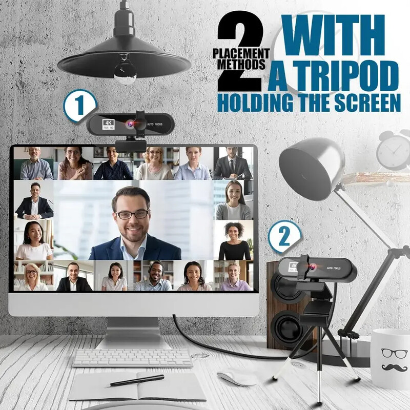 Webkamera 4K 2K 1080P Full HD webkamera mikrofonnal USB csatlakozós webkamera PC számítógéphez Mac YouTube Skype video mini kamera 4K