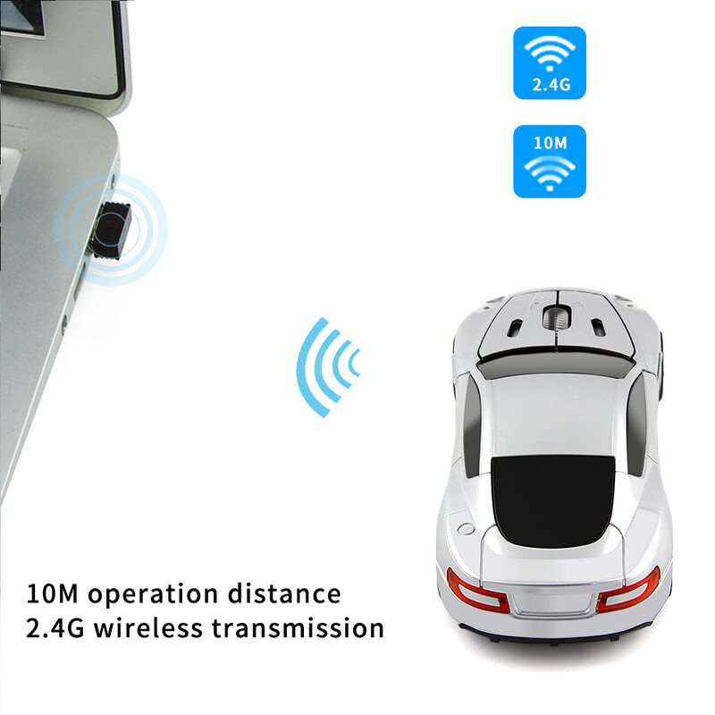 Mouse-ul pentru mașină pentru computer fără fir CHYI, 2,4 GHz, ergonomic, mini optic usb pentru computer, Mause, cadou 3D, far cu LED-uri, șoareci auto pentru laptop