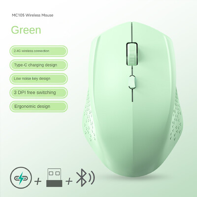 Įkraunama su Bluetooth suderinama belaidė 2.4G optinė pelė su USB RGB 1600DPI pelė, skirta kompiuteriui nešiojamam kompiuteriui nutildyti pelė