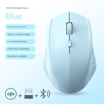 Įkraunama su Bluetooth suderinama belaidė 2.4G optinė pelė su USB RGB 1600DPI pelė, skirta kompiuteriui nešiojamam kompiuteriui nutildyti pelė