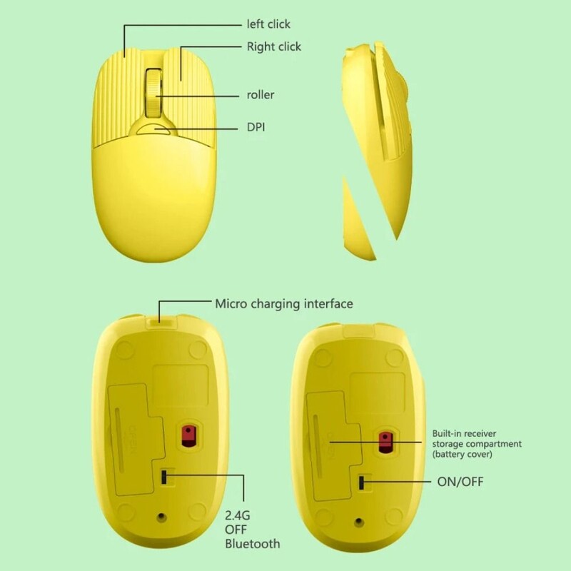 2,4 GHz bezdrôtová myš s dvojitým režimom, tichá, nízka spotreba energie, ergonómia, bezdrôtová myš, pohodlné rozlíšenie 1600 DPI