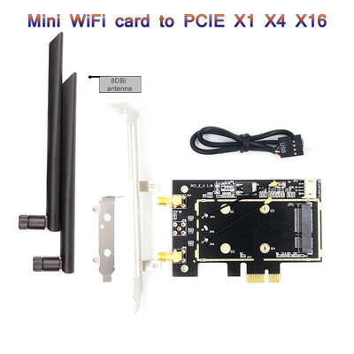 Wifi Adapter PCI-E 1X To Mini Pci Express Wifi Raiser wifi 6 Juhtmevaba kaardi tugi Bluetoothi funktsiooni Mini Pcie Windows 11 jaoks