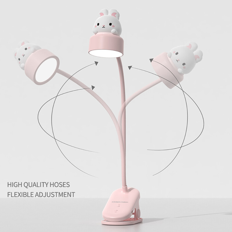 LED stolová lampa, klip na lampu, kreslený film, USB nabíjanie so vstavanou lítiovou batériou, dotykové stmievanie, študentská vzdelávacia čítacia stolová lampa