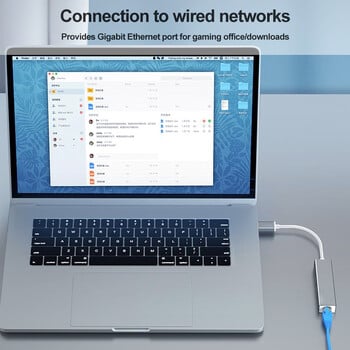 Type-C към RJ45 Gigabit Ethernet LAN мрежов адаптер 10/100/1000Mbps USB мрежова карта USB Type-C кабелен LAN адаптер Алуминиева сплав