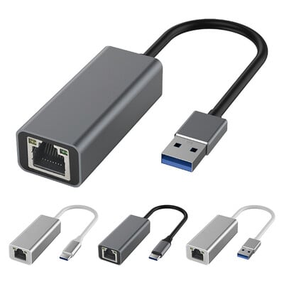 Type-C to RJ45 Gigabit Ethernet LAN võrguadapter 10/100/1000Mbps USB võrgukaart C-tüüpi USB juhtmega LAN-adapter alumiiniumsulamist