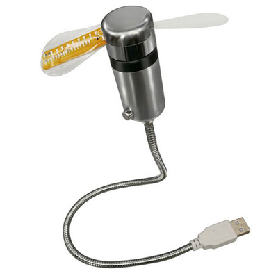 Χειρός Mini USB Fan Ture Οθόνη ώρας και θερμοκρασίας Μικρός νυχτερινός ελαφρύς μεταλλικός ανεμιστήρας ψύξης που αναβοσβήνει για φορητούς υπολογιστές Desktop Cooler