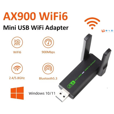AX900 Bluetooth 5.3 USB WIFI 900Mbps двулентов безжичен USB адаптер 2.4G 5G WiFi 6 компютърна мрежова карта приемник