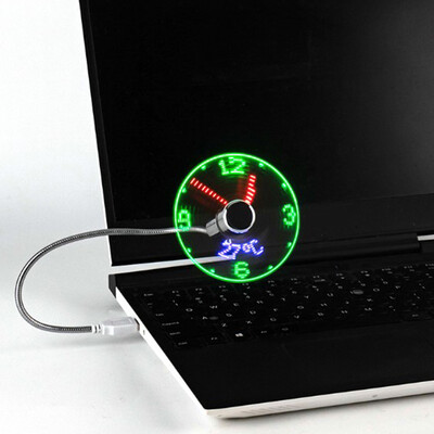 Pulksteņa ventilatori ar USB barošanu mazs nakts apgaismojums reāllaika displejs rokas mini USB ventilators Elastīgs zoss kakla LED pulkstenis klēpjdatoram piezīmjdatoram