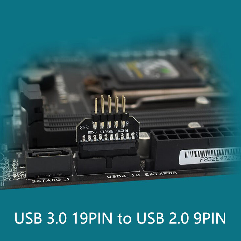 USB2.0 9pin σε USB3.0 19pin Μπροστινό πάνελ Plug-in Υποδοχή υπολογιστή Μητρική πλακέτα USB 3.0 19/20pin σε USB2.0 9pin Adapter Converter