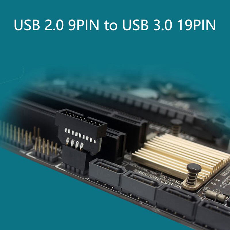 USB2.0 9pin σε USB3.0 19pin Μπροστινό πάνελ Plug-in Υποδοχή υπολογιστή Μητρική πλακέτα USB 3.0 19/20pin σε USB2.0 9pin Adapter Converter