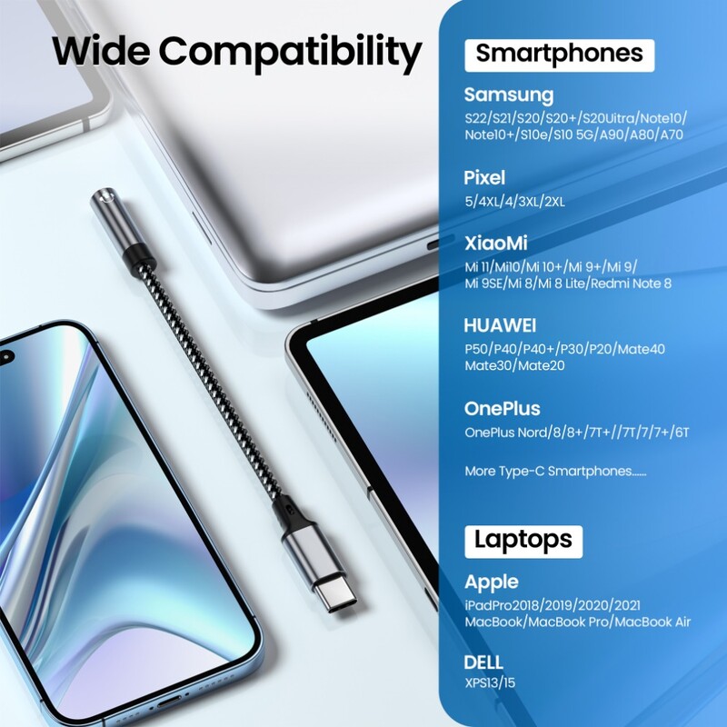 Adaptor pentru căști USB tip C la jack de 3,5 mm Convertor cablu audio DAC USB-C 3 5 mm pentru iPhone 15 Pro Samsung Galaxy Huawei Xiaomi