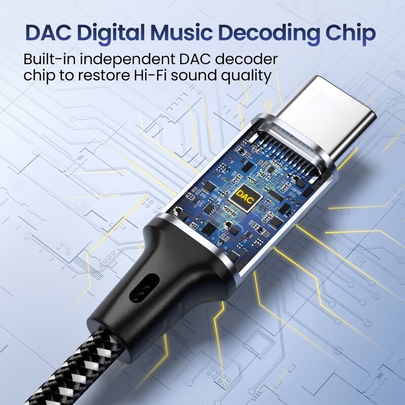 Adaptor pentru căști USB tip C la jack de 3,5 mm Convertor cablu audio DAC USB-C 3 5 mm pentru iPhone 15 Pro Samsung Galaxy Huawei Xiaomi