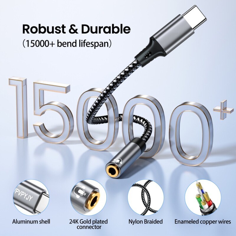 Adaptor pentru căști USB tip C la jack de 3,5 mm Convertor cablu audio DAC USB-C 3 5 mm pentru iPhone 15 Pro Samsung Galaxy Huawei Xiaomi