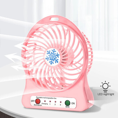 Pārnēsājams mini ventilators gaisa dzesētājs USB galddatora dzesēšanas ventilatori 3 režīmu ātruma regulēšana vasaras āra biroja rokas ventilatori ar LED apgaismojumu