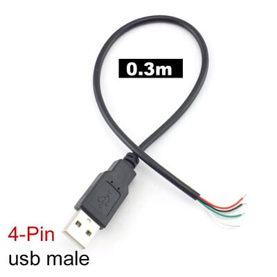 Vyriškas ir moteriškas 2 kontaktų 4 kontaktų Line Micro USB 2.0 Type-C įkroviklio laido jungtis Maitinimo šaltinio prailginimo kabelis Q1