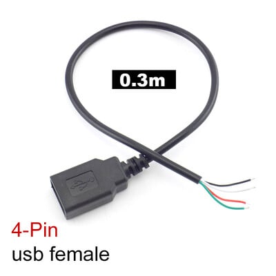 Vyriškas ir moteriškas 2 kontaktų 4 kontaktų Line Micro USB 2.0 Type-C įkroviklio laido jungtis Maitinimo šaltinio prailginimo kabelis Q1